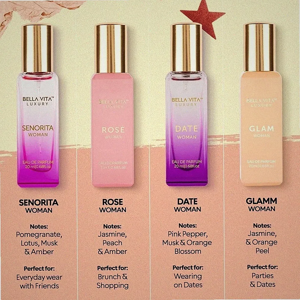 BellaVita Luxury Women's Perfume Gift Set 4x20ml | Notes of Floral Sweet